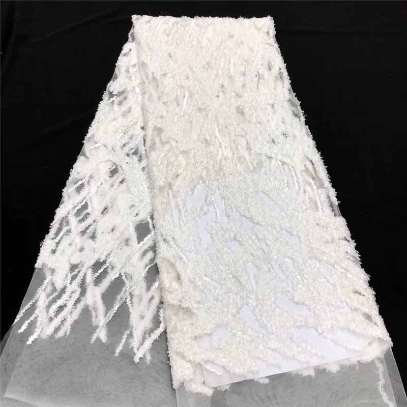 New design african tulle lace fabric with small 3d  french net lace 4JRB-206601 embroidered lace fabric for fashion show