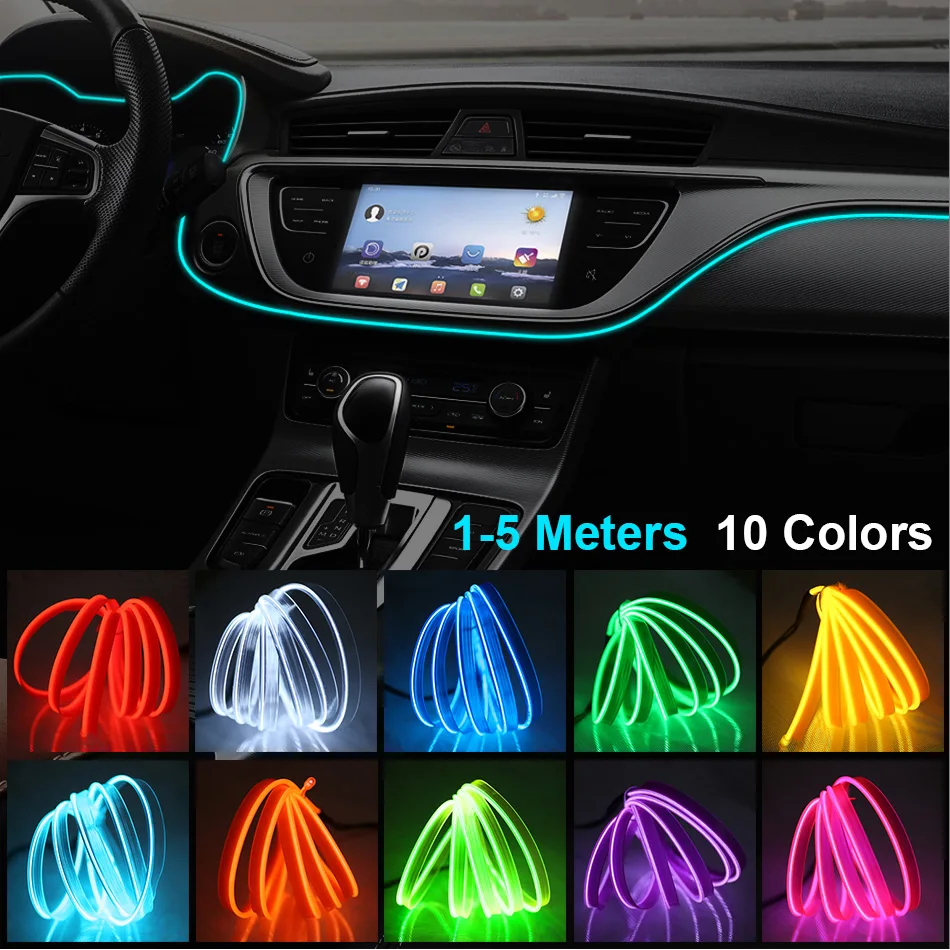 Neon Sign Neon Light El Wire Led Neon Under Car Flexible Soft Tube Lights LED Strip Sign 1M/2M/3M/5M Rope Light RGB Car Decor