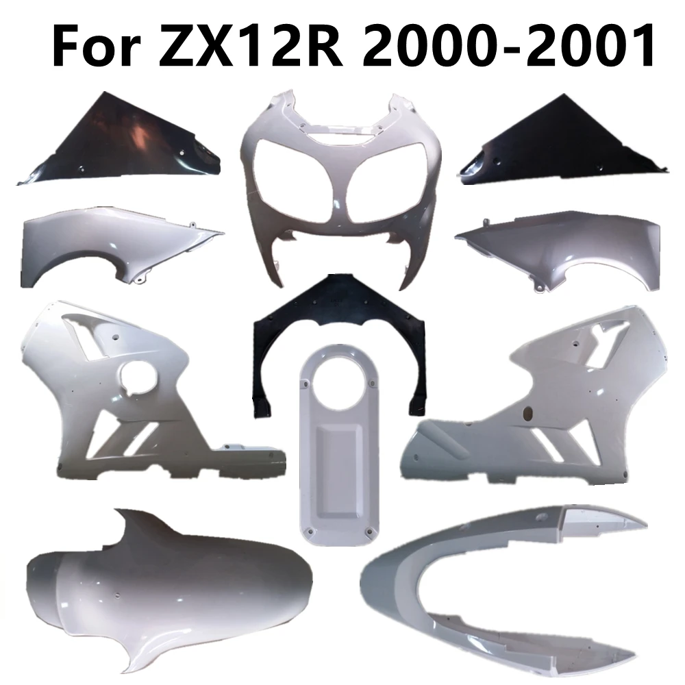 Motorcycle Unpainted Fairing Components for ZX12R 12R 2000-2001 00-01 Bodywork Cowling ABS Plastic Parts Pack Left and Right