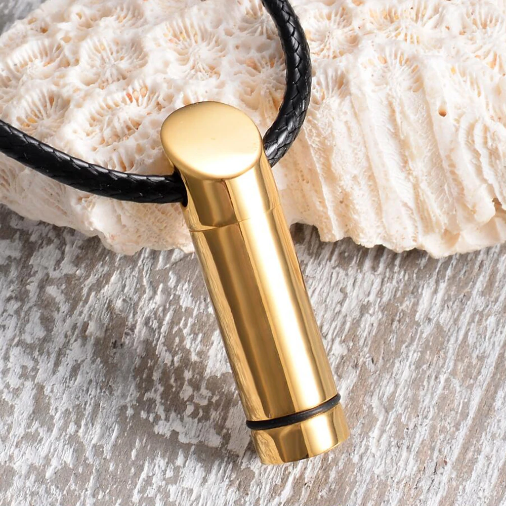 Stainless Steel Cylinder Necklace Ashes Holder Urn Keepsake  Pendant Cremation Memorial Jewelry