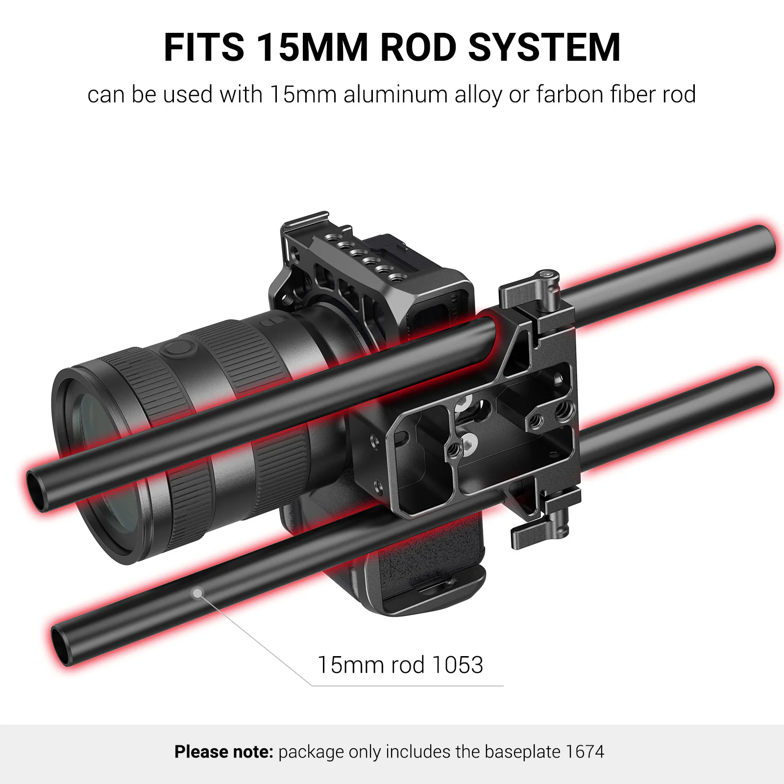 SmallRig Universal Dslr Camera Base Plate with 15mm Rod Rail Clamp for Sony A6500/A6600 for Panasonic GH5 For Sony Camera Cage