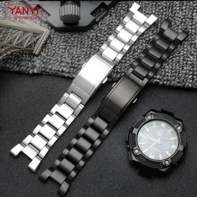 Stainless Steel Watchband for Casio G-Shock Watch Band GST-210 GST-W300 GST-400G GST-B100 S100D/S110D/W110 Metal Strap Bracelet