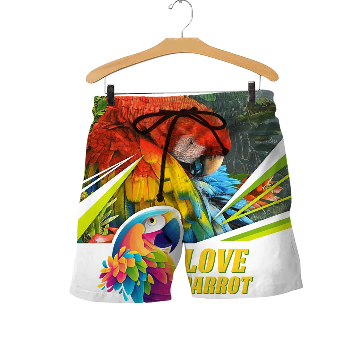 Beautiful Love Parrot  3D All Over Printed Mens Shorts Unisex Streetwear Shorts Summer Beach Polyester Casual Shorts DK-27