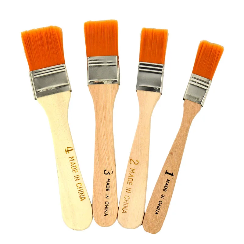 

4 Pcs Wooden Handle Nylon Hair Acrylic Oil Painting Brush Kit for Artist Drawing Dust Cleaning Tools