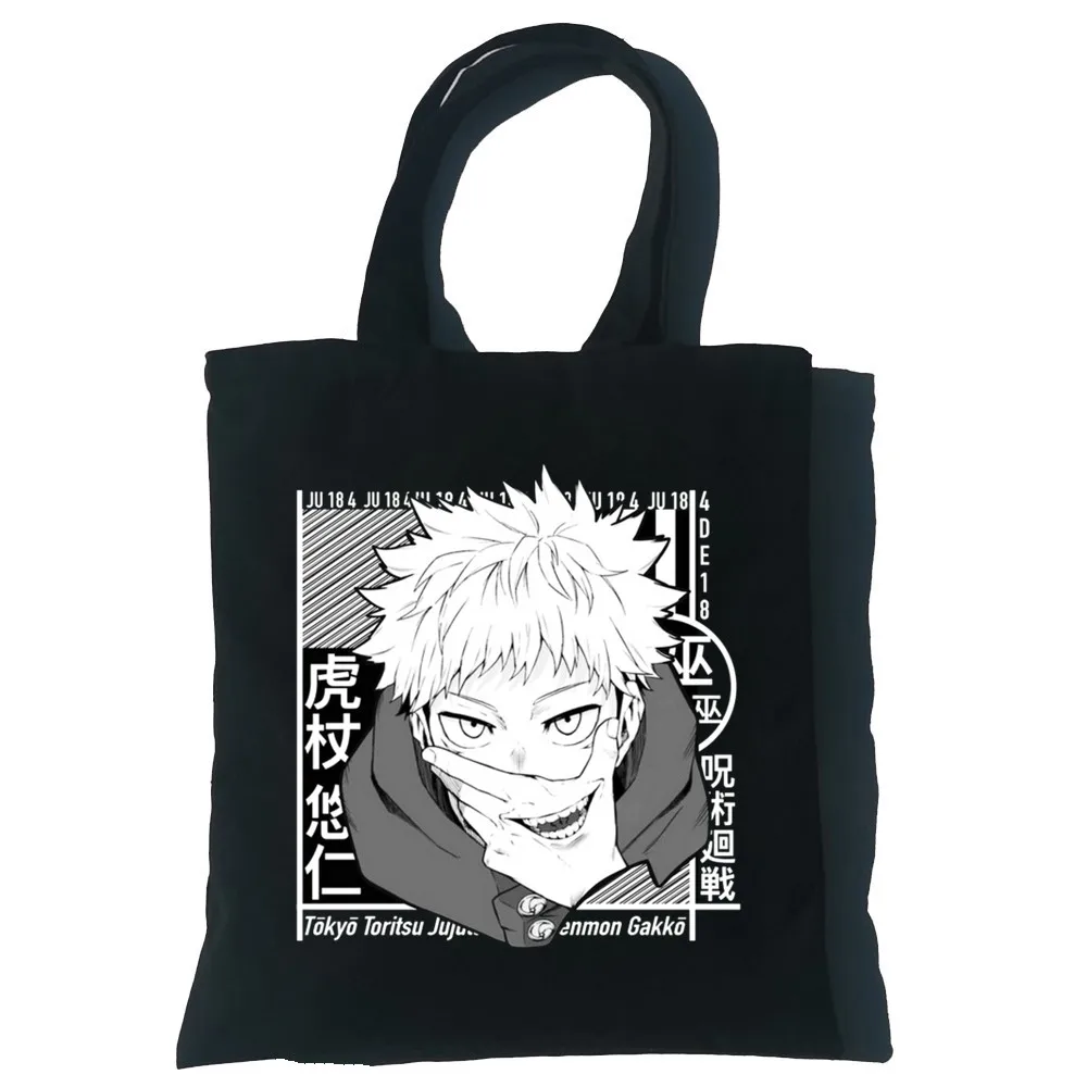 Jujutsu Kaisen Japanese Anime Canvas Bag Casual Harajuku Women Bag Large Capacity Vintage Shopper Bag Punk Women Shoulder Bags