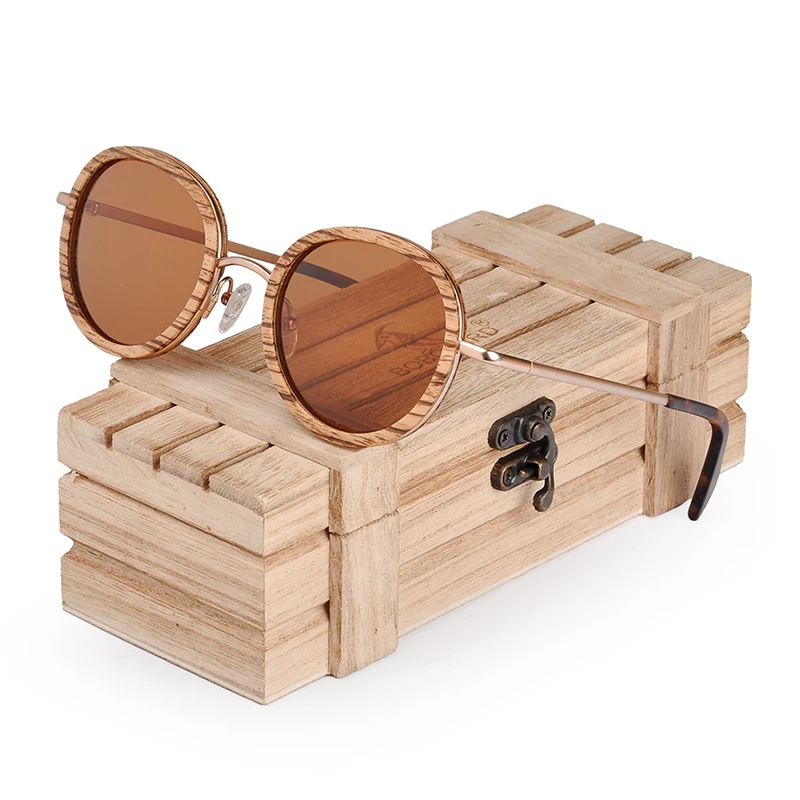 BOBO BIRD Polarized Wood Sun Glasses Metal Legs Eye Wear UV400 Lens Dropshipping Madeira Lentes De Sol U-AG027