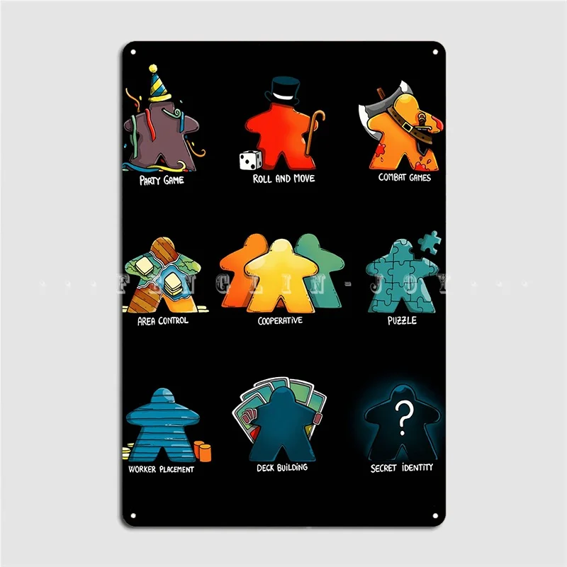 Meeple Metal Plaque Poster Garage Decoration Living Room Cinema Living Room Custom Tin Sign Poster