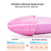 Portable Vibration Makeup Food Grade Silicone Facial Brush Deeply Washing Smart Beauty Waterproof Electric Massage Puff Cleaner