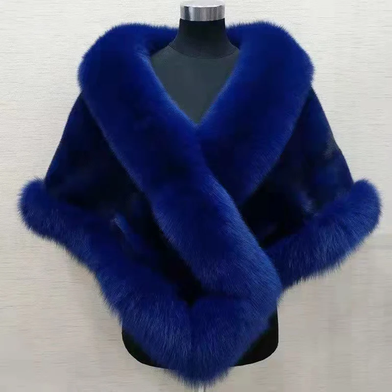 Cappotto invernale da donna 2023 mantello di pelliccia di volpe di visone mantello di pelliccia finta abito da sera per feste nobili scialle