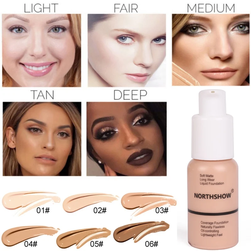 Soft Matte Liquid Foundation Light Cream Long Lasting Waterproof Face Makeup Full Coverage Natural Oil Control Concealer