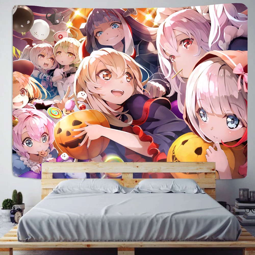 

Beautiful Girl Anime Tapestry Wall Hanging Bedroom Manga Hippie Background Decoration Dormitory Bedspread Picnic Mat Sofa Blanke