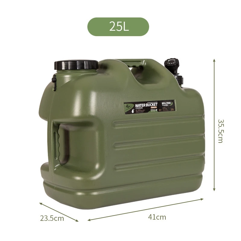 Desert & Vos Water Container Met Spigot 10L/18L/25L Pe Water Opslag Carrier Draagbare Groene Emmer Voor camping Wandelen Picknick