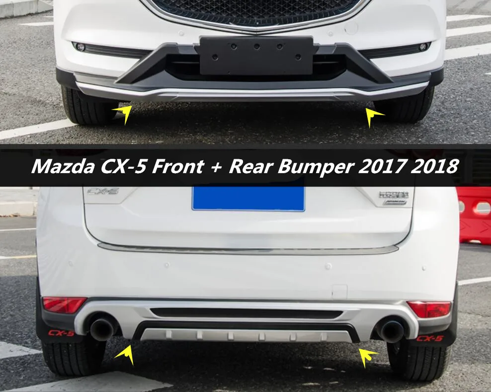 ABS 2PCS Front + Rear Bumper Protector Guard Skid Plate Fit For Mazda CX-5 CX5 2017 2018