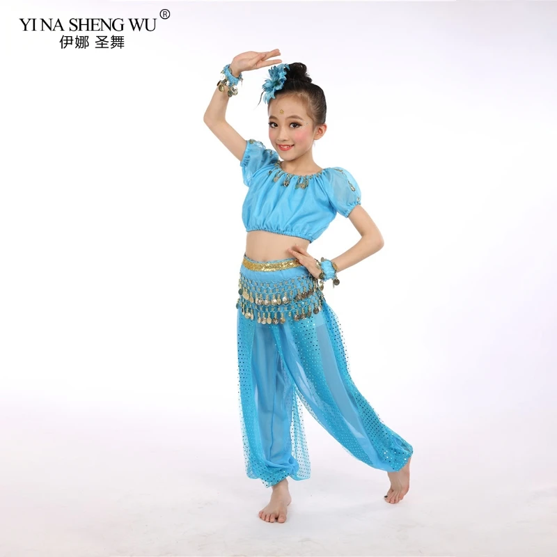 Pantalon Danse Du Ventre Paillettes Fille - Pantalon Oriental à Franges Enfant 2-12 Ans