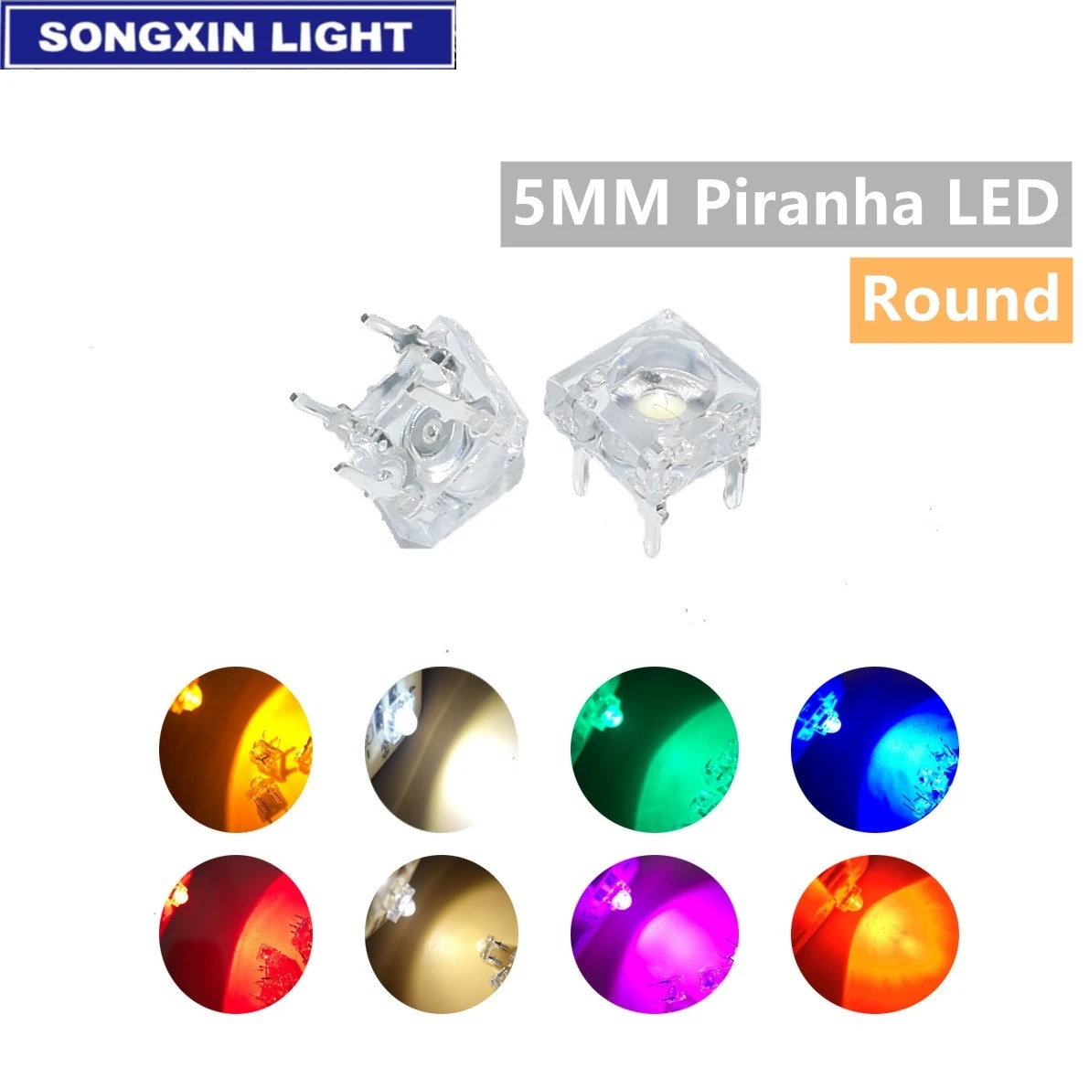 20 Stück F5 5 mm Piranha LED Weiß ROT Orange RGB Rosa Blau Grün Gelb Bernstein Klare LED-Dioden Leuchtdioden 4-polige Dioden