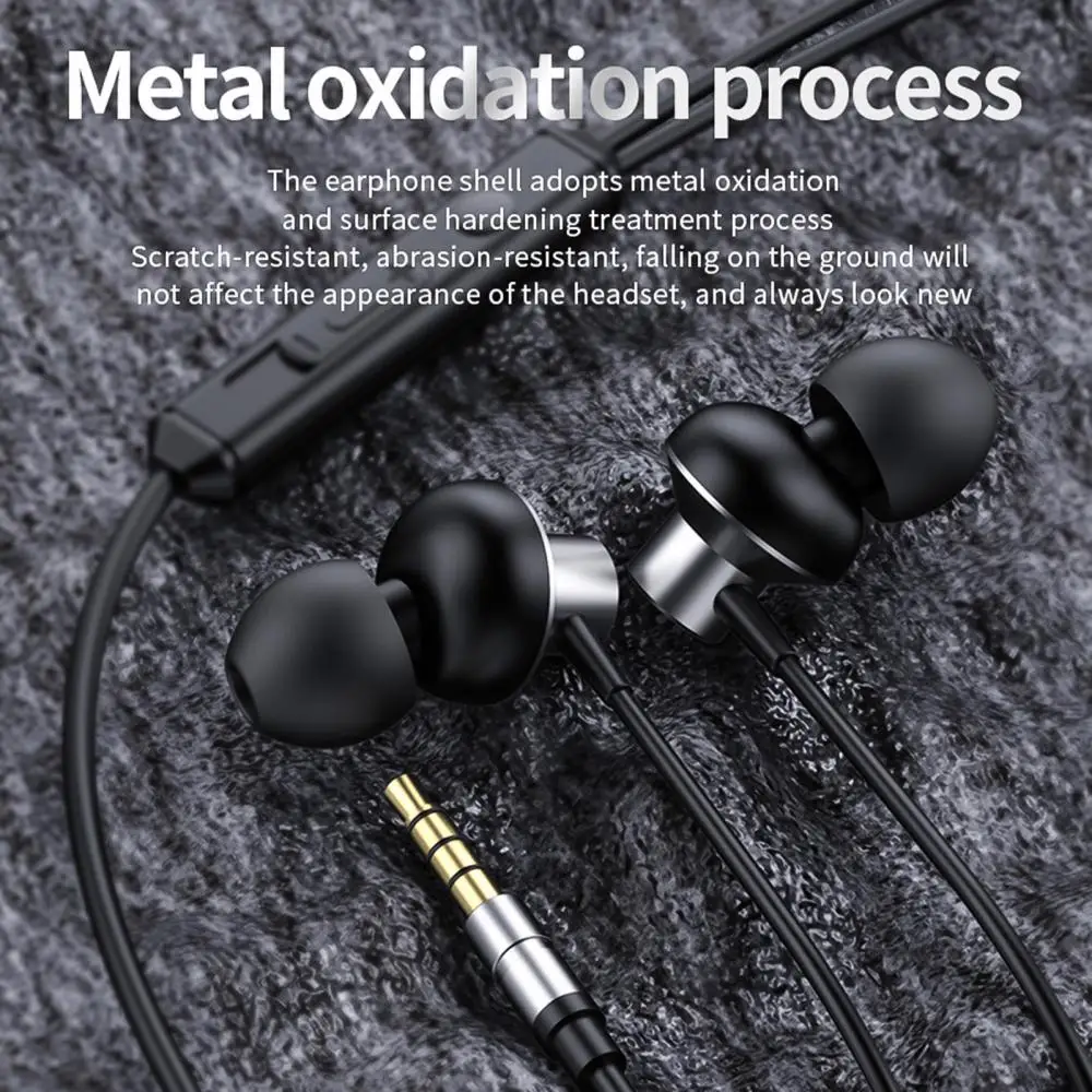 Convenient Universal Metal In Ear Wired Earphone 3.5m Universal Heavy Bass Stereo Headset with Mic Sports Earplugs