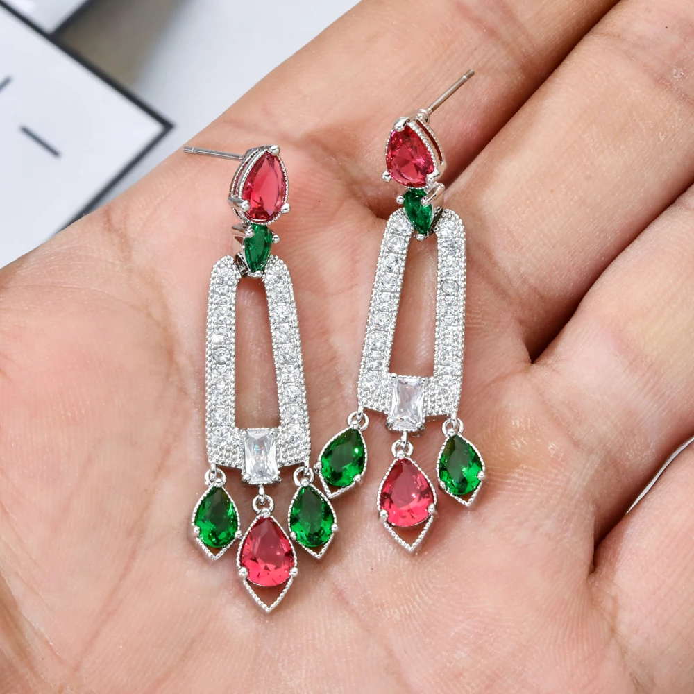 Korean Fashion Temperament Color Water Drop AAA Zircon Earrings Women/Girls Sweet Romantic Jewelry Earrings ER-564