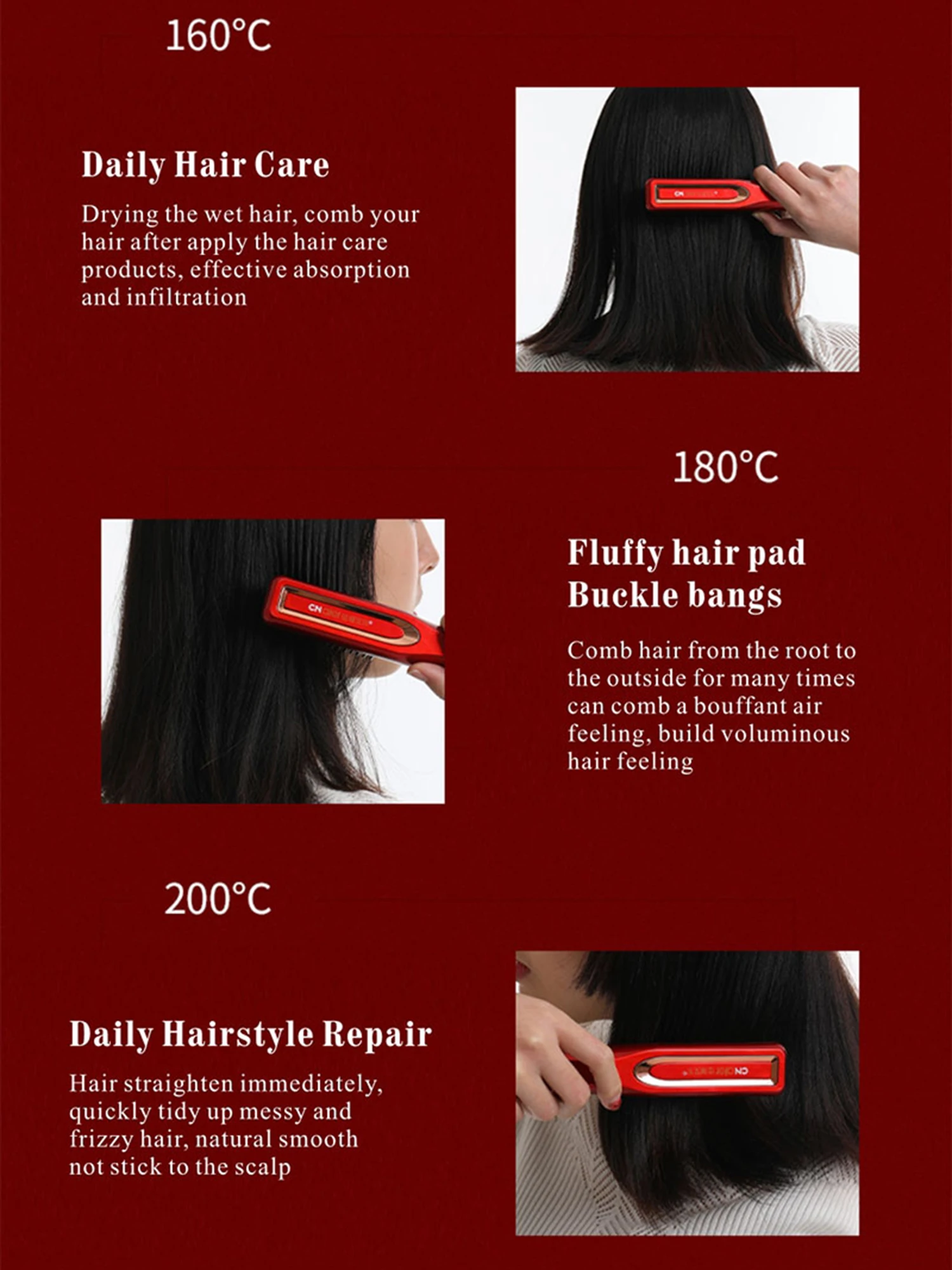 لاسلكي اللحية مستقيم الشعر مشط فرشاة USB قابلة للشحن اللاسلكية مكافحة ساكنة سريعة ساخنة الشعر استقامة أدوات التصميم