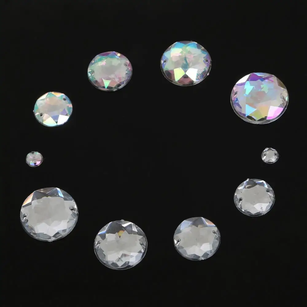 New arrival 20-200pcs/lot Sewing Flatback Rhinestone Round Acrylic Beads Sew On Strass Crystal Stones DIY For Clothes Decoration