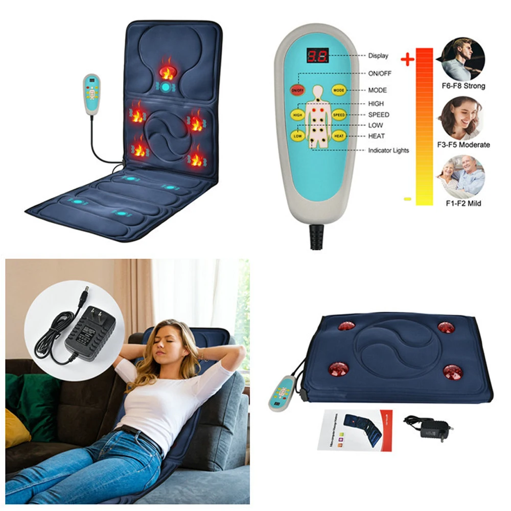 Massage Cushion 9 Motors Far Infrared Massage Pads Fatigue Vibration Mattress Cushion Health Care Equipment Body Massager