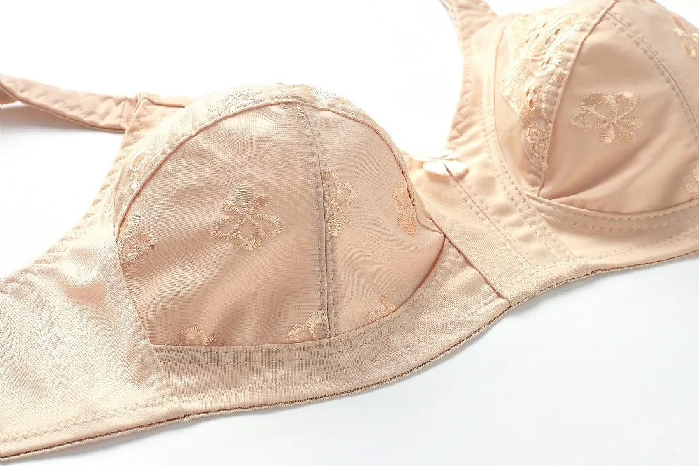 Bra Full Cup C D DD E F G Sexy Floral Lace Unlined Underwear Push-up Breathable Summer Cotton Lingerie Mom Big Bust 75-120 C12