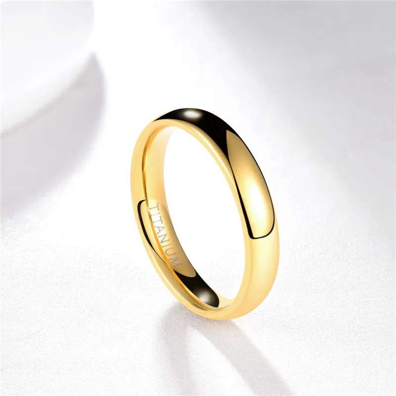 Tigrade Rose Gold Ring for Women 4mm Wedding Band for Female Pure Titanium Unisex Rings Classic No Nickel Anti-allergy Jewelry