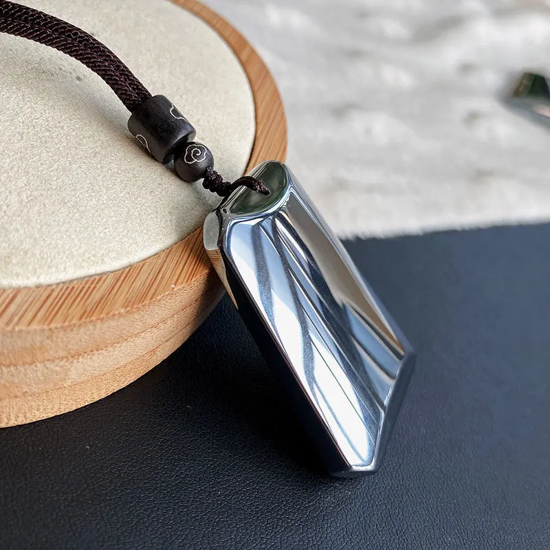 Terahertz Natural Stone Pendants Nothing Sign Geometric Trapezoid Pendant Necklace Energy Crystal Fashion Couple Jewelry