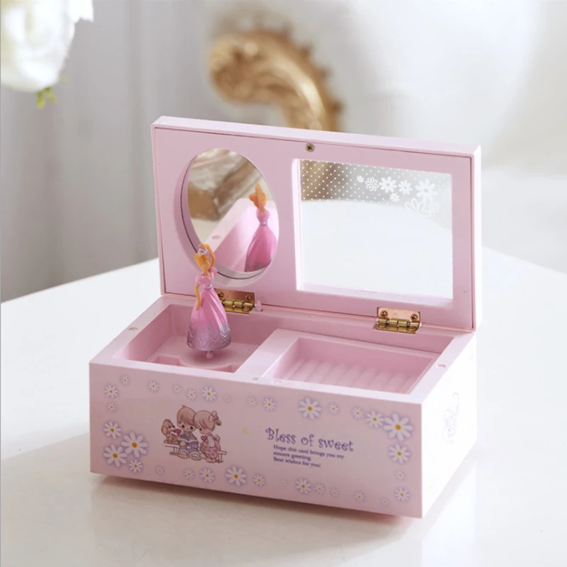 Creative Ballerina Music Box decoration Clockwork Plastic Jewelry Box Girls Hand Crank Music Mechanism Christmas Gift