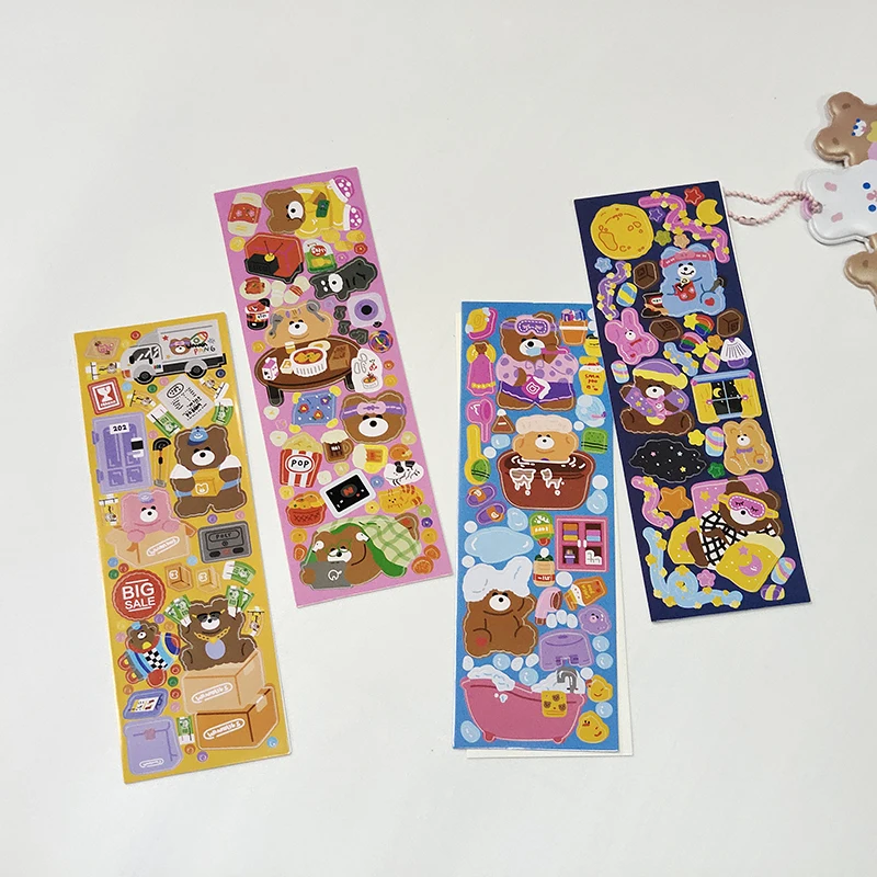 귀여운 캔디 베어 카와이 스티커, 스크랩북 노트북 장식, DIY 일기 앨범 저널, 한국 콜라주 문구 스티커