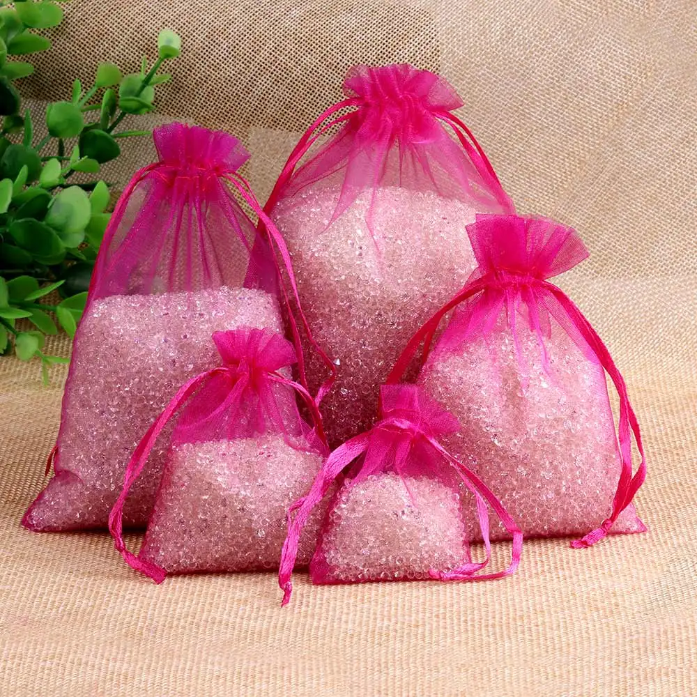 100pcs/lot Organza Bag For Jewelry 24 Colors Drawstring Pouches For Wedding Christmas Candy Gift Bags Jewelry Packing