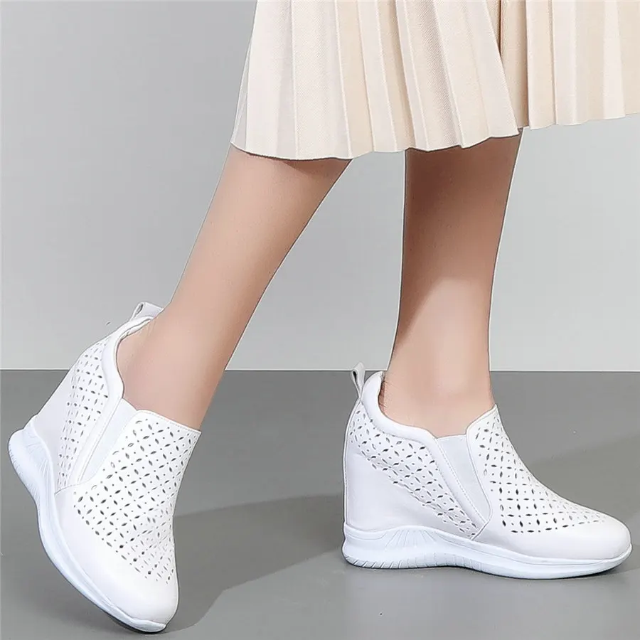 Women Genuine Leather Wedges High Heel Sport Gladiators Sandals Female Breathable Fashion Sneakers Summer Platform Pumps Shoes