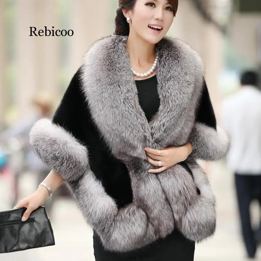 Women Bridal Shawl Fur Faux Fur Wrap Wedding Cape Shawl Fur Cape Winter fur jacket manteau femme