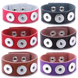 New Snap Jewelry Handmade Braided Leather 3 Button Snap Bracelet Bangles fit 18mm Snap Button DIY Ginger Charm Bracelet