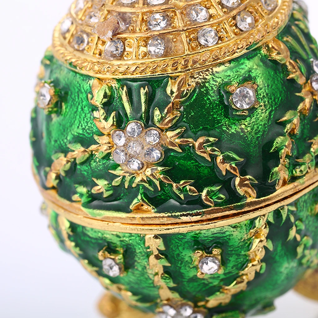 Caja de huevo de flor Faberge con cristales, caja de recuerdo de huevo de Pascua coleccionable, estuche de joyería