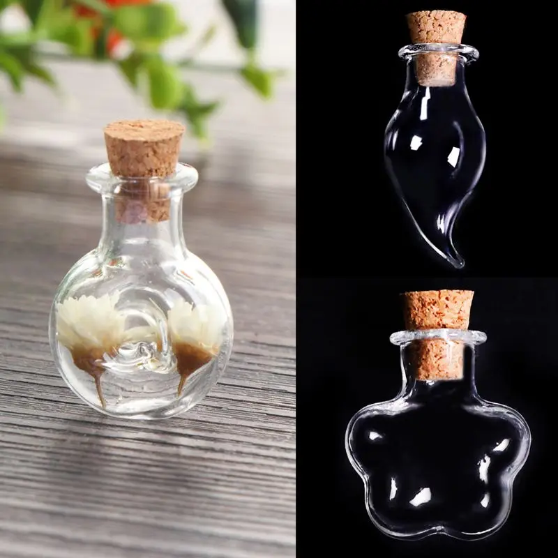 10Pcs Mini Empty Glass Wishing Message Bottle with Cork Stoppers Clear Drifting Jar for Wedding Party DIY Necklace Craft