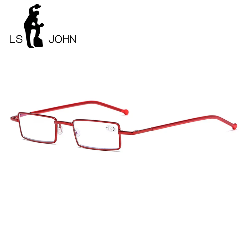 

LS JOHN 2022 Small Rectangle Reading Glasses Men Women Top Quality Anti Blue Light Full Frame Presbyopic Eyewear +1.0 to +4.0