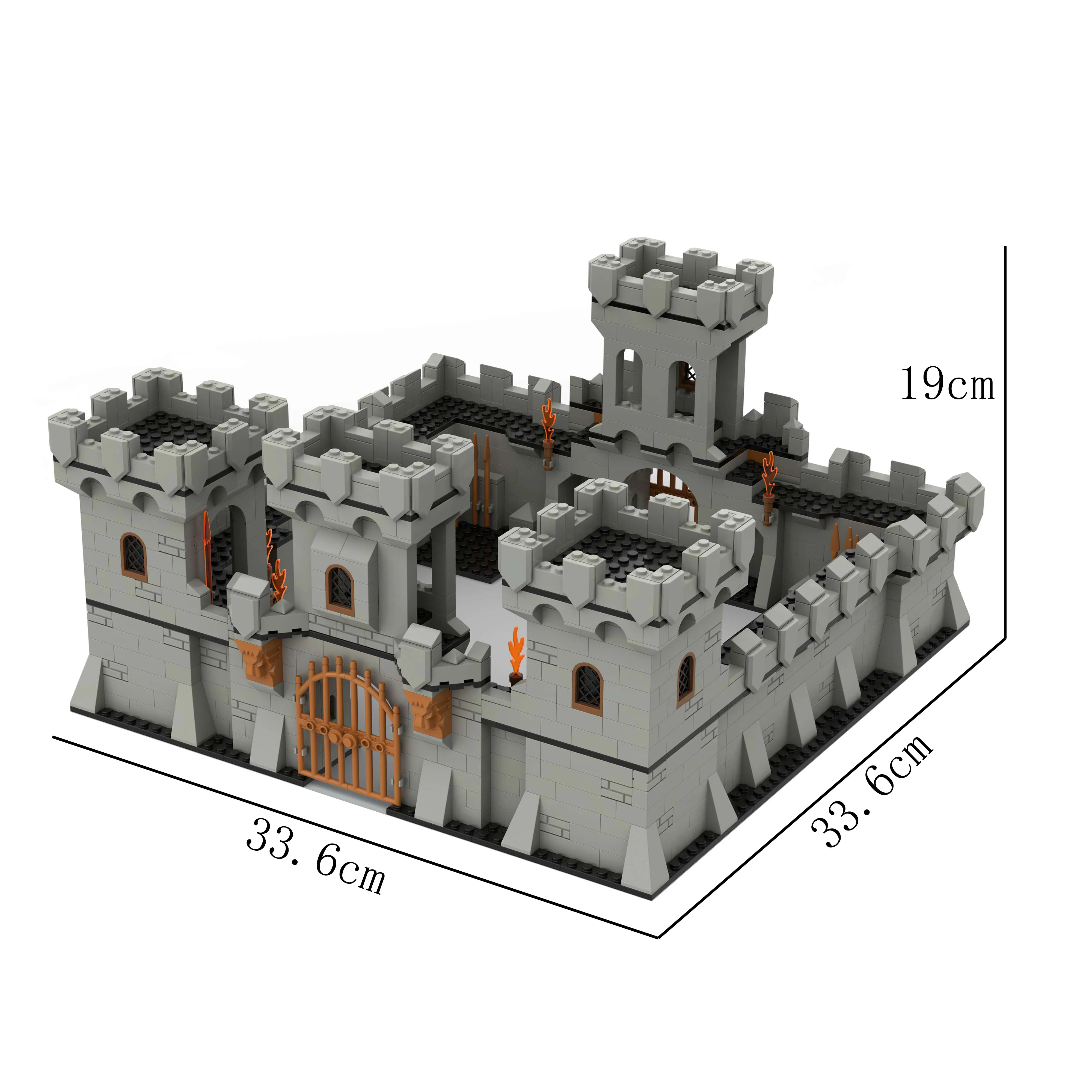 MOC Building Blocks Medieval Accessories Soldier Figure Ancient City Wall Scene Tower Free Assembly Toys for Kids