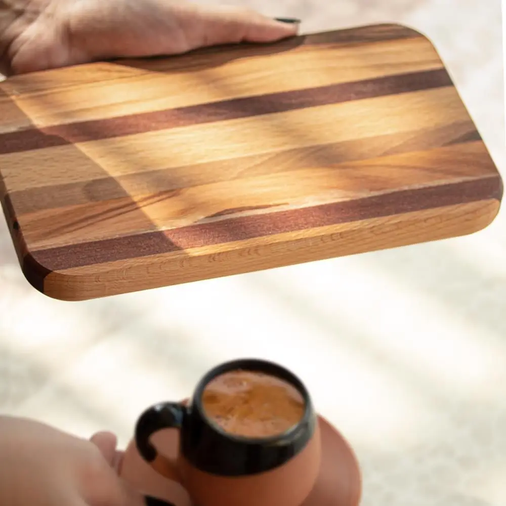 DOLBOVI Flat Pattern Wood Coffee Presentation tray 14x24 Cm tray поднос plateau de service