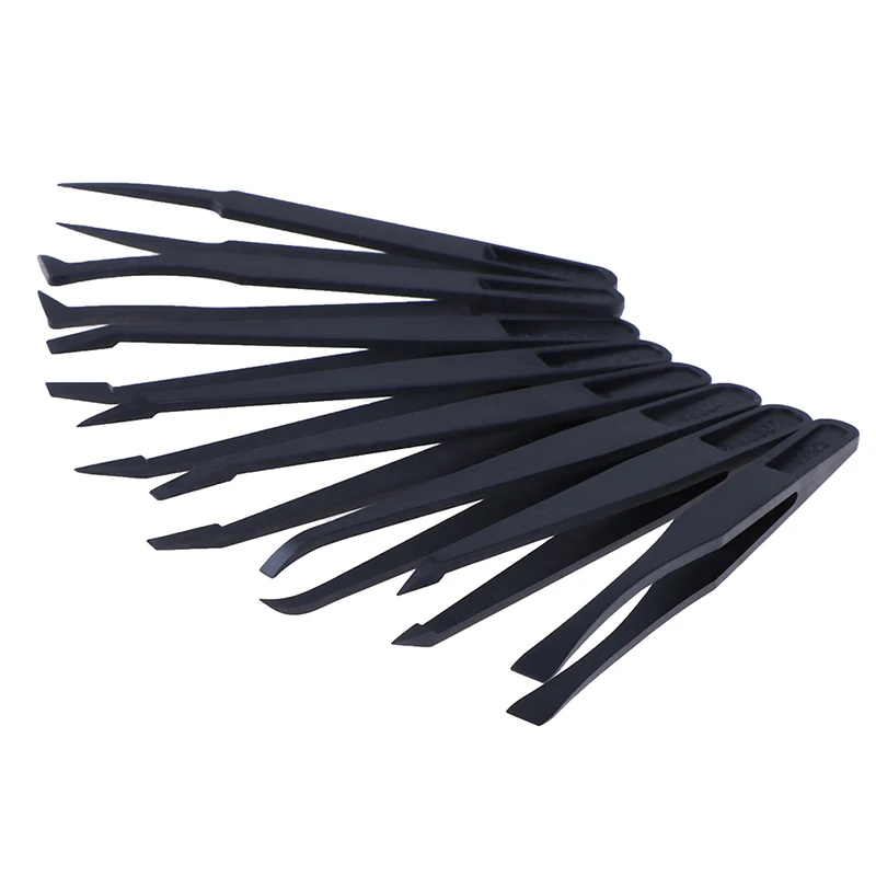 Kit di pinzette elettroniche antistatiche in fibra di carbonio da 8 pezzi Set di utensili manuali per riparazione PCB con pinze in plastica ESD