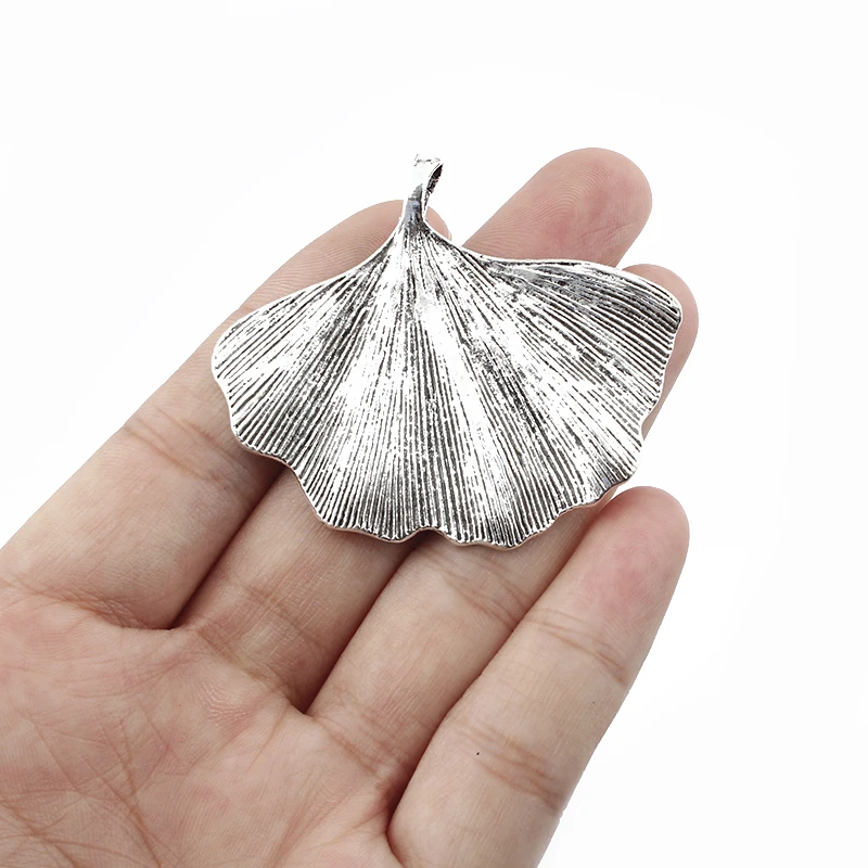 5Pcs Fashion Large Ginkgo biloba Leaf Pendant For Necklace Jewelry Findings Making 53*46mm