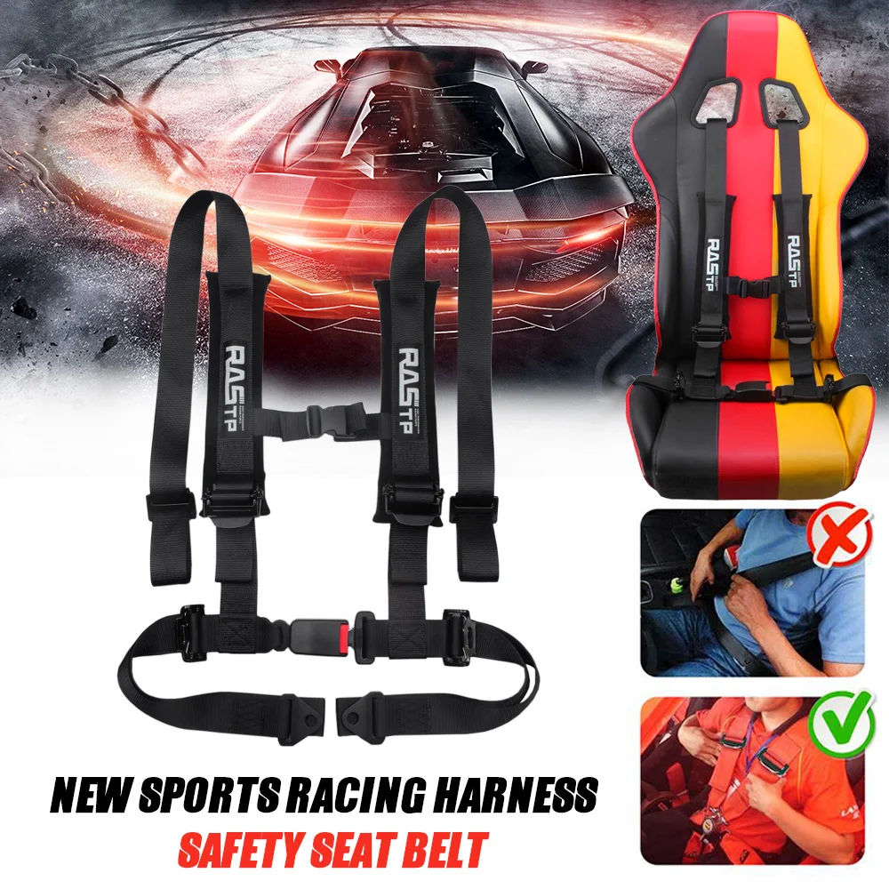 2 inch Universal Sports Racing Harness Seat Belt 4 Point Fixing Mounting Buckle Harness Nylon Car Racing Seat Belt RASTP-BAG035