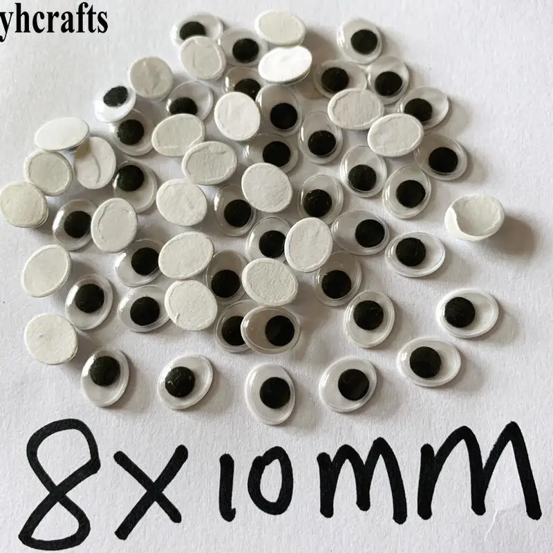 100PCS 8x10mm oval black wiggle eyes stickers Toll eyeball Doll eyes Crafts material Kindergarten handwork accessories OEM