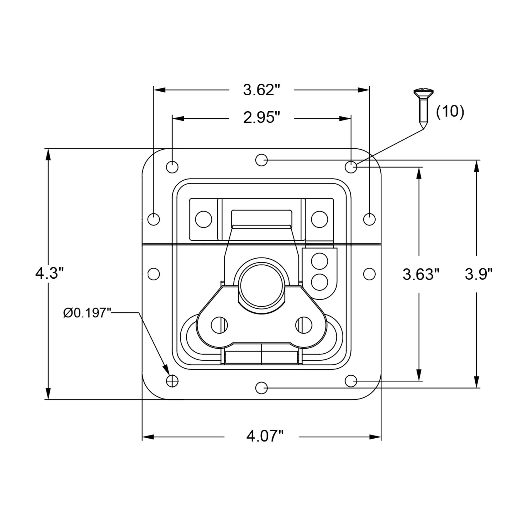 Sound Town 스프링 장착 오목 중간 나비 래치, 비행 케이스, 가슴 및 프로 오디오 기어, 크롬 ST-RHW-43, 2 팩