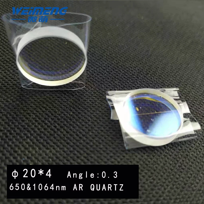 Weimeng Wedge mirror laser lens  φ 20*4mm  Wedge angle 0.3mm 650&1064nm AR  coating  quartz material for laser welding machine