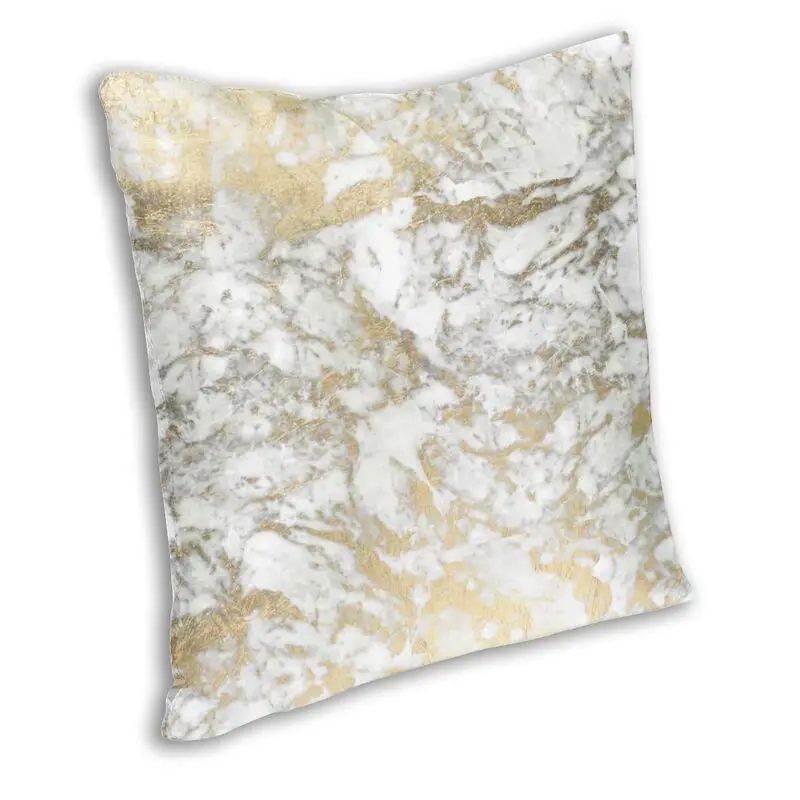 Elegant Chic Faux Gold White Stylish Marble Pillow Cover Decoration Geometric Modern Cushion Cover Throw Pillow for Living Room