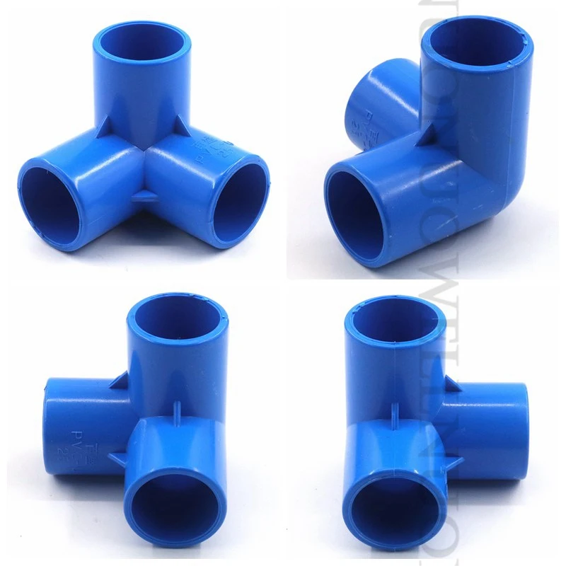 2~20pcs PVC Pipe Connector Blue Three-dimensional Tee Joint Hydroponic Frame DIY Tool Fish Tank Water Tube 3 Way Connectors