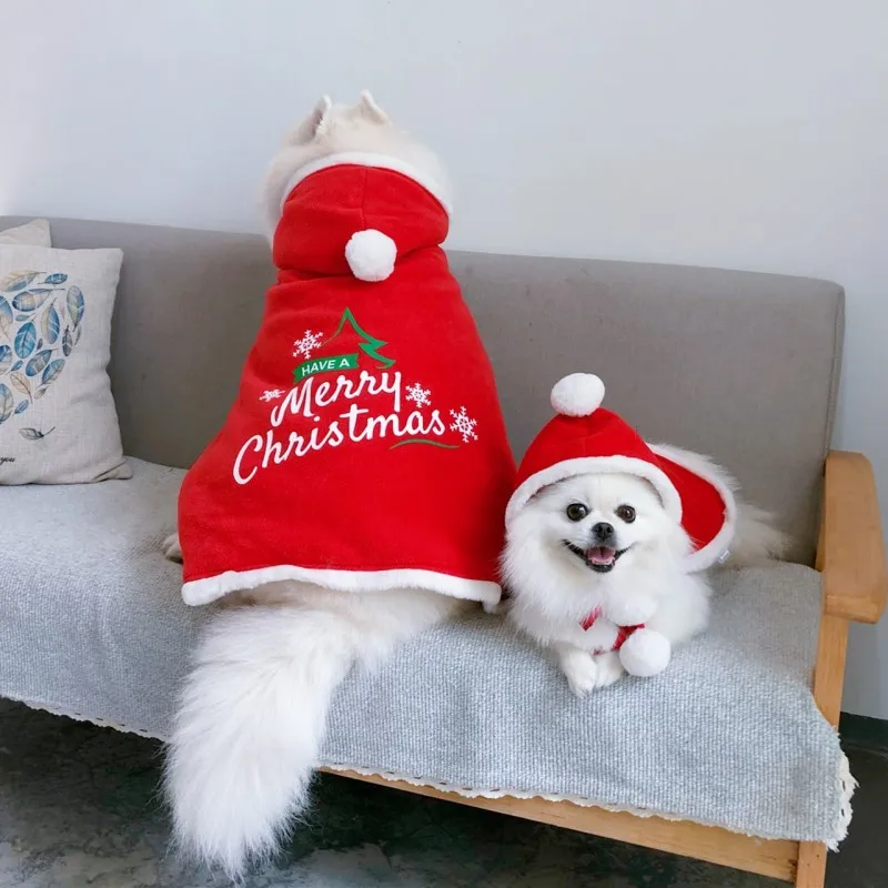 Pets Products Clothes Merry Christmas Apparel Gift Cloak For Big And Small Dogs