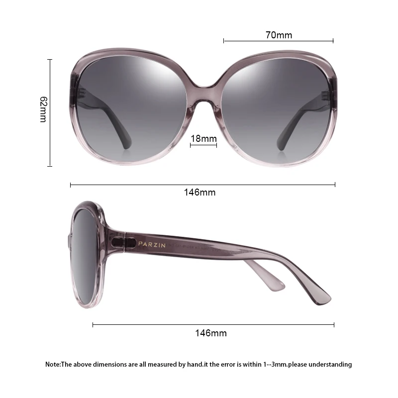 PARZIN Polarized Overized Sunglasses Women Oval Fashion Designer Sun Glasses Quality Eyewear For Driving Lens De Sol Mujer
