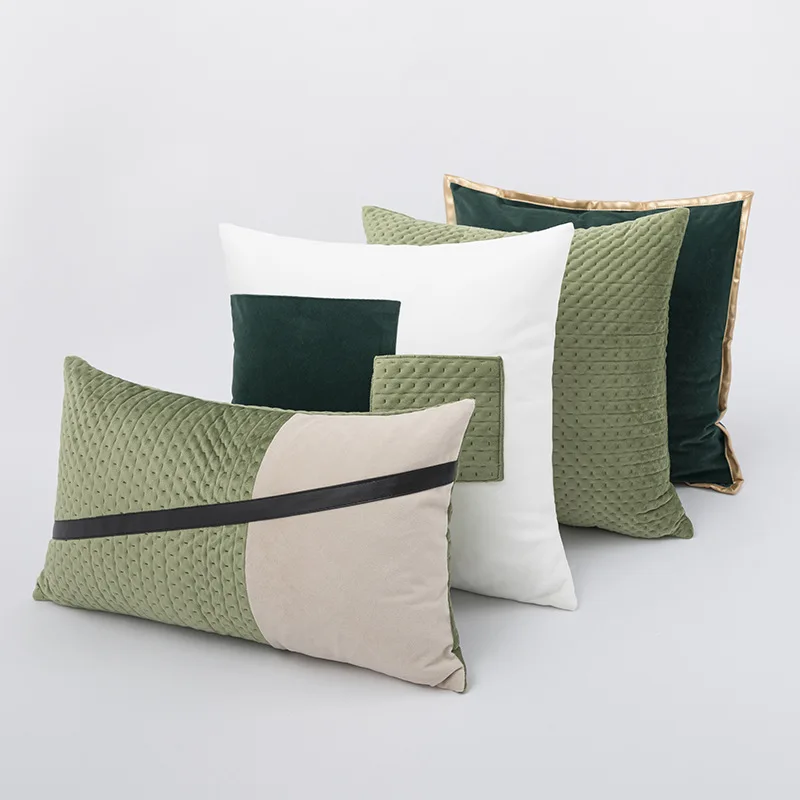 Light Luxury Cushion Cover Skinny Cotton Sofa Cushions Patchwork Pillow Nordic Pillowcase Cases housse de coussin cojines sofá