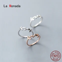 La Monada Leaves Leaf Round Finger Rings For Women 925 Silver Jewelry For Women Rings Adjustable Silver Ring 925 Women Korean